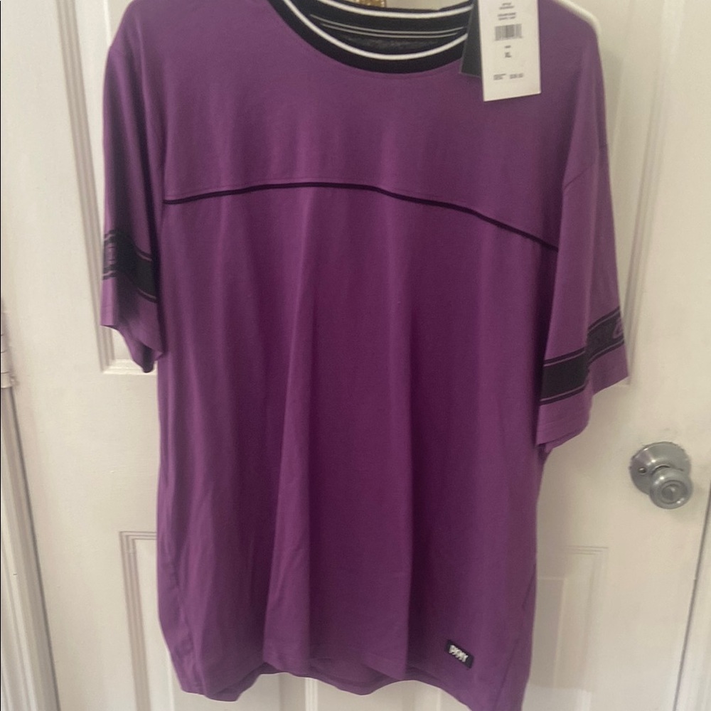 DKNY Purple Short Sleeve Tee with Black Trim
